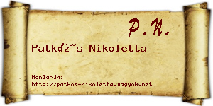 Patkós Nikoletta névjegykártya