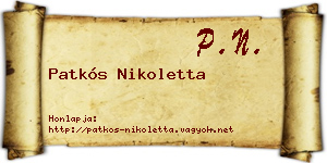 Patkós Nikoletta névjegykártya
